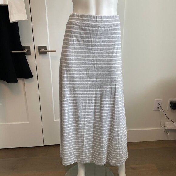 Tommy Hilfiger Casual Pull On Summer Striped Maxi Skirt Heather Grey White Sz M - Picture 2 of 7